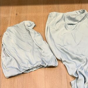 Elegant Light Blue Skirt Set